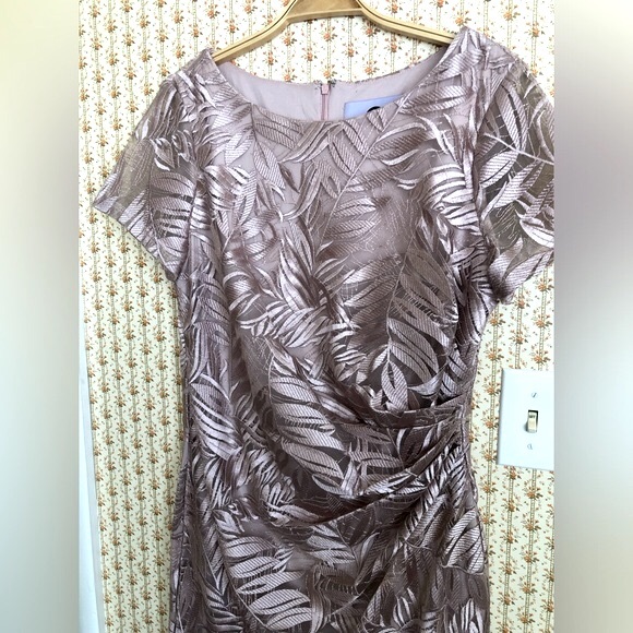 JS Collections Blush Draped Leaf Soutache Midi Cocktail Dress | 12 - Picture 4 of 6